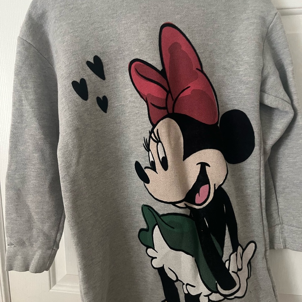 Zara Gray Minnie Mouse Sweatshirt with Red Bow